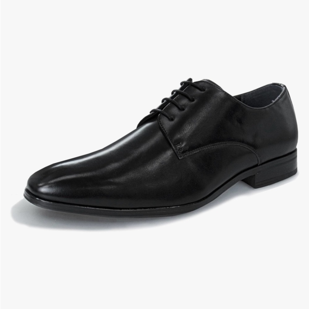 Men's Black Leather Dress Shoes Perry Ellis Oxford tie up